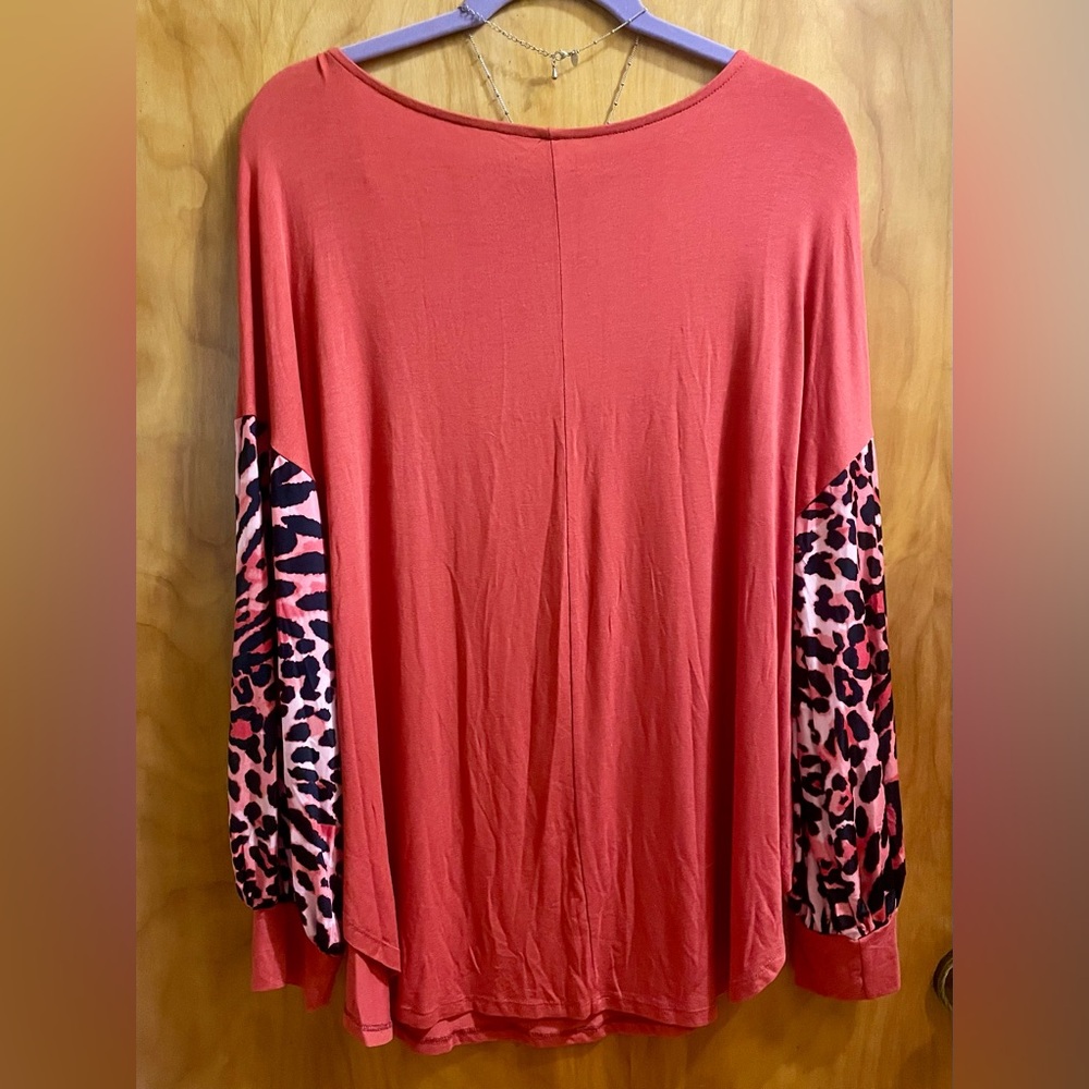 Emerald Orange and Brown Oversized Tunic 1X - Picture 3 of 7